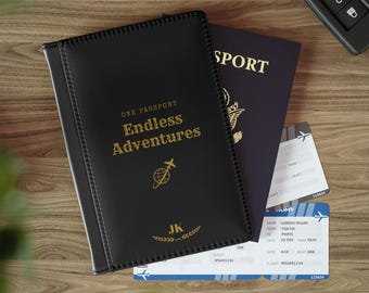Portapassaporto e portafoglio da viaggio in vera pelle di alta qualità / Organizzatore da viaggio / Custodia per passaporto personalizzata / Accessori da viaggio regalo n. 4