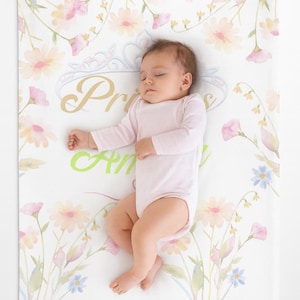 Personalized Wildflower Baby Blanket for newborn baby girl, Custom Baby Name Blanket, Newborn Girl, Newborn Swaddle, Hospital Blanket