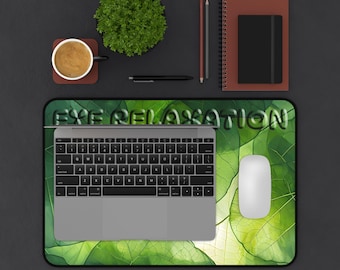 Floral Desk Mat: Green Neoprene Mouse Pad, Non-Slip Large Office Decor