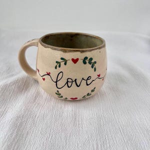 Personalized Ceramic Love Mug – Handmade 275ml Coffee & Tea Cup – Custom Gift for Her or Him – Romantic Pottery Mug