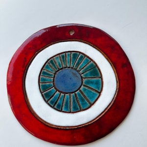 Handcrafted Ceramic Evil Eye Wall Hanging – Turkish Nazar Wall Decor, 20 cm Protective Charm