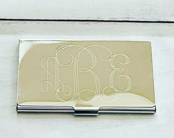 Engraved Business Card Holder - Monogram Gift