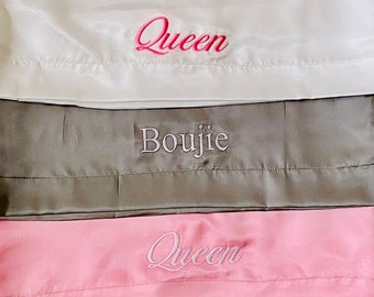 Bougie Satin Pillowcase | Custom Personalized Pillowcase with Word | Bridesmaid Gifts | Christmas Present | Graduation Gift