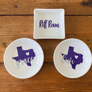 TCU Horned Frogs, Riff Ram Graduation Gift - Jewelry Dish SET - Ring Dish - Graduation Gift