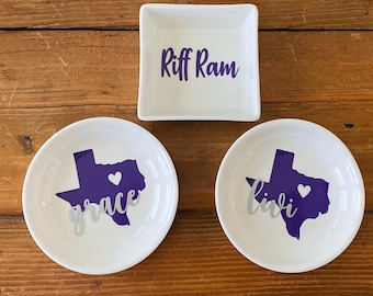 TCU Horned Frogs, Riff Ram Graduation Gift - Jewelry Dish SET - Ring Dish - Graduation Gift