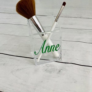 Monogram Pencil Cup, Personalized Cosmetic Brush Holder, Vanity Holder, Desk Accessory image 1