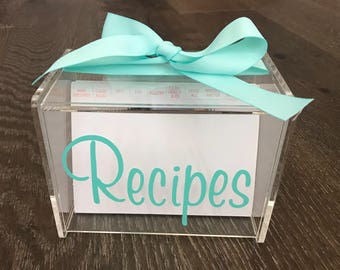 Personalized Recipe Box with 60 Blank cards & Dividers