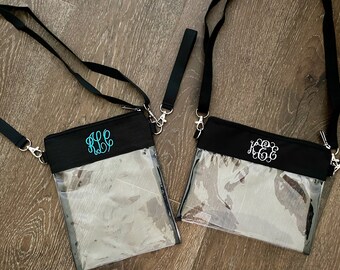 Monogrammed Clear Stadium Purse, Clear Game Day Bag, Concert Bag, Airport Security Bag, Clear Crossbody Bag