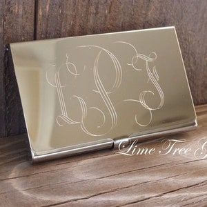 Engraved Business Card Holder Monogram Gift image 2