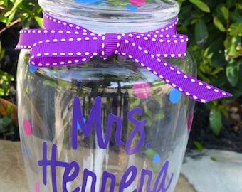 Teacher Gift - Personalized Acrylic Jar - Small Petite Jar