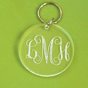 Monogram Key Chain Engraved Acrylic Keychain Gift Ideas Monogrammed Gift image 3