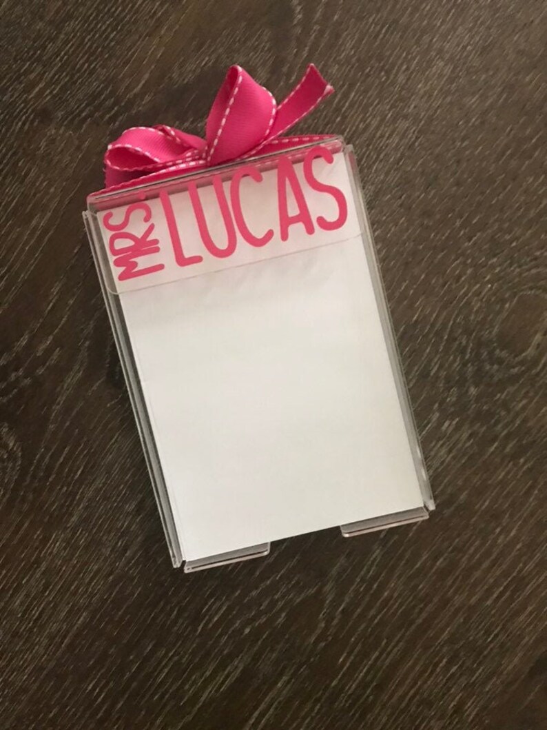 Personalized Note Pad Holder paper included Teacher Gift Etsy