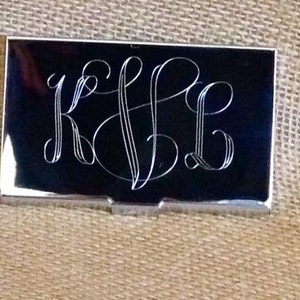 Engraved Business Card Holder Monogram Gift image 3