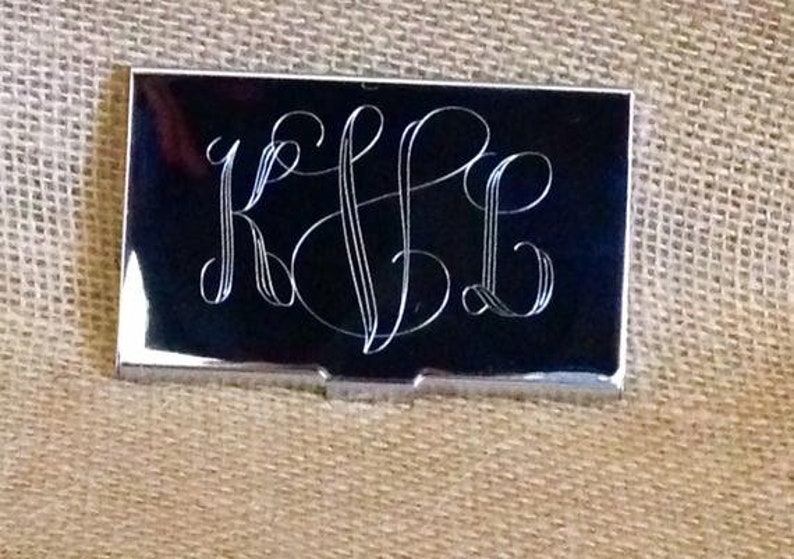 Engraved Business Card Holder Monogram Gift image 3