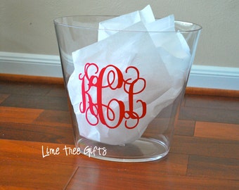 Personalized Monogram Acrylic Trash Can