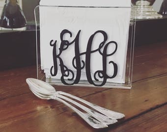 Personalized Napkin Holder - Monogram Acrylic Desk Accessory