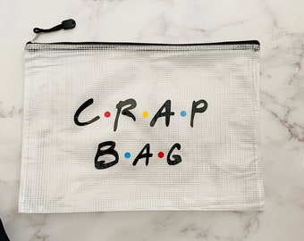 CRAP BAG | Water Resistant Zipper Bag Pouch | Personalized Wet Dry Bag for Work Bag and Travel