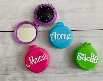 Personalized Hair Brush |  Mini Hair Brush | Travel Hair Brush | Compact Brush | Stocking Stuffer