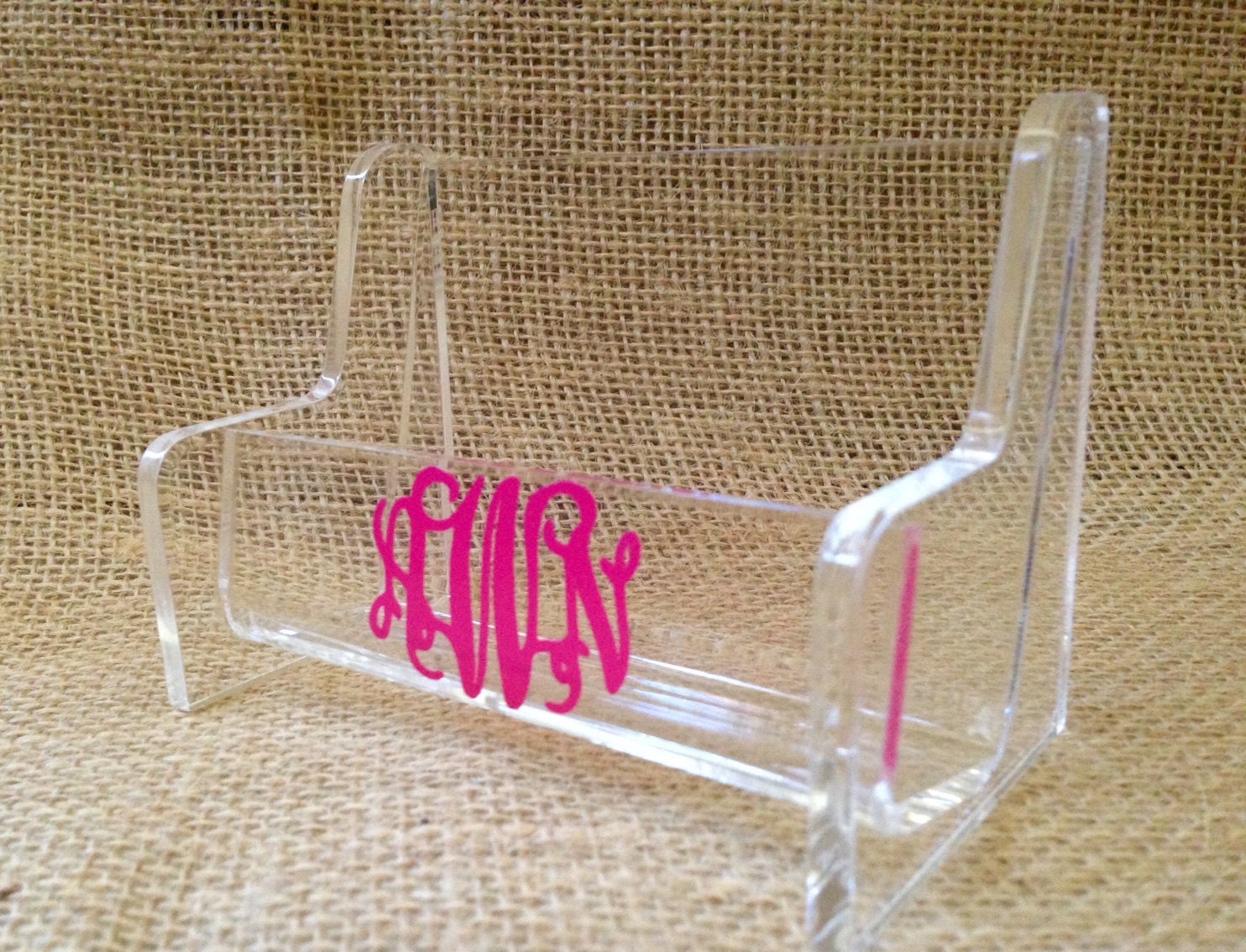 Business Card Holder Monogram Desk Accessory Acrylic Etsy