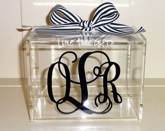 Personalized Acrylic Recipe Box with 60 Blank cards & Dividers