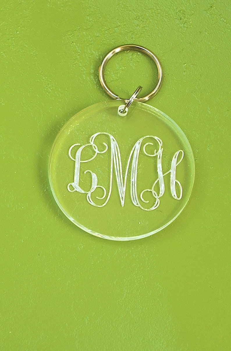 Monogram Key Chain Engraved Acrylic Keychain Gift Ideas Monogrammed Gift image 3