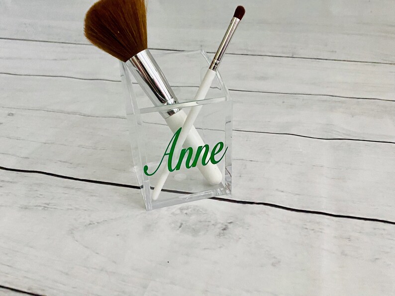 Monogram Pencil Cup, Personalized Cosmetic Brush Holder, Vanity Holder, Desk Accessory image 1