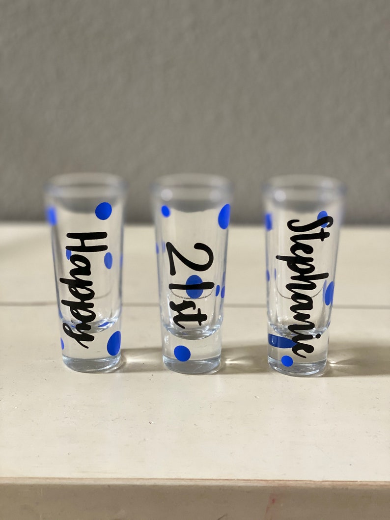 Personalized Shot Glasses SET OF THREE Happy 21st Birthday Etsy