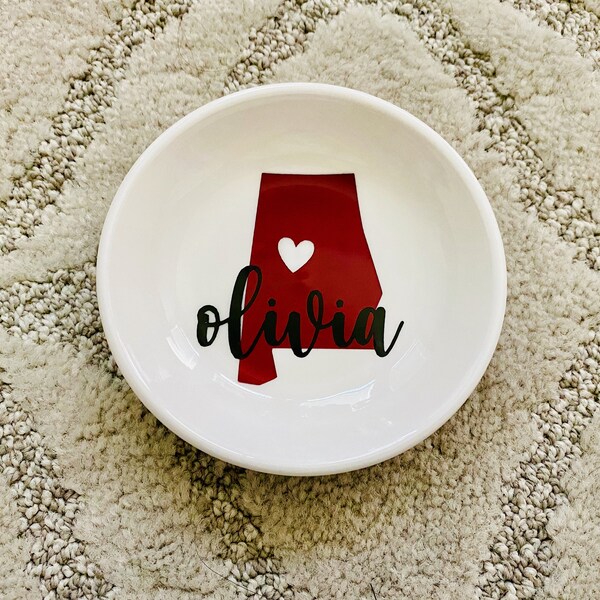 Custom University of Alabama Gift , Roll Tide, Alabama Present - Jewelry Dish - Ring Dish - Graduation Gift