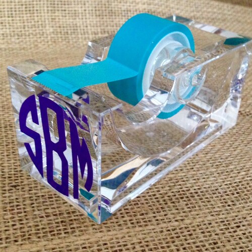 Monogram Tape Dispenser Personalized Acrylic Tape Desk Etsy