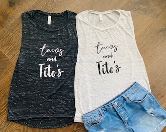 TACOS and TITOS Tank, Muscle Tank Graphic Tee, Flowy Tank Top, Moscow Mules