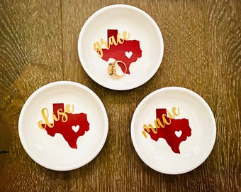 Personalized Texas A&M Gift, Aggie Ring Dish Gig em Graduation Gift - Jewelry Dish SET - Ring Dish - Graduation Gift