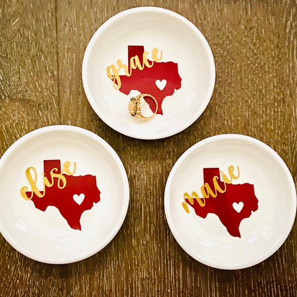 Personalized Texas A&M Gift, Aggie Ring Dish Gig em Graduation Gift - Jewelry Dish SET - Ring Dish - Graduation Gift