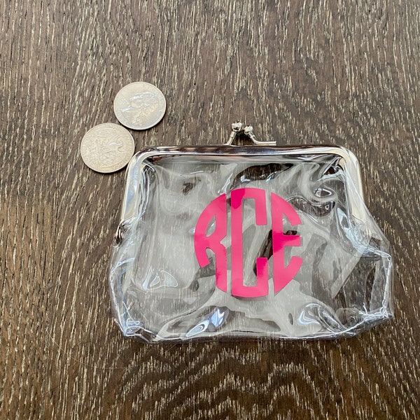 Personalized Clear Coin Purse - Clear Pouch  - Travel Bag - Party Favor - Change Purse - Clear Wallet