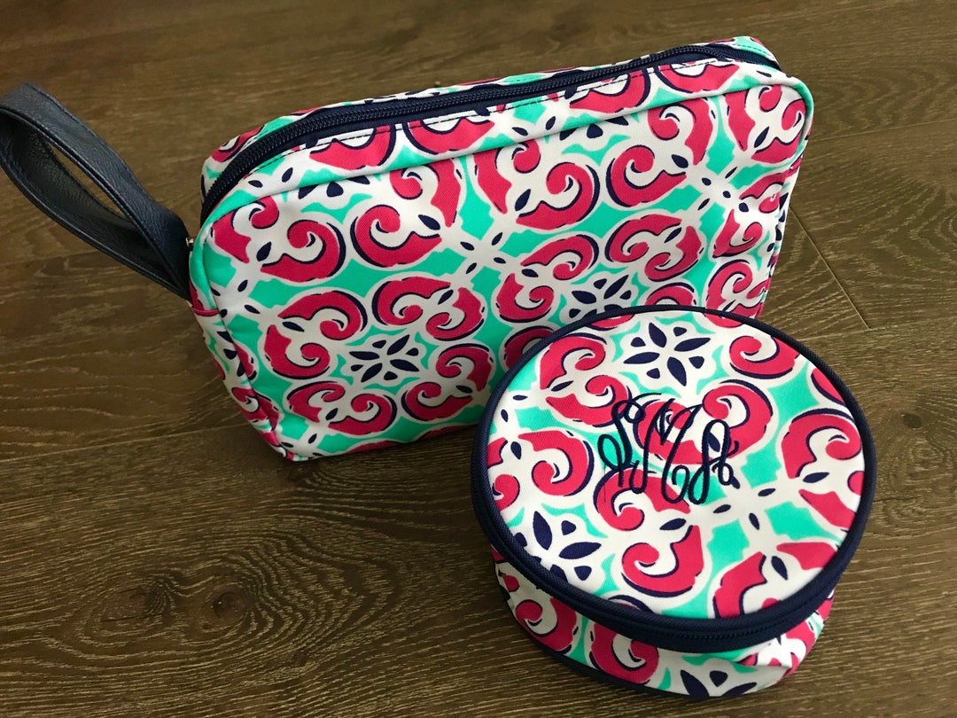 Monogram Travel Case SET Monogram Jewelry Bag Jewelry Holder Dopp Kit