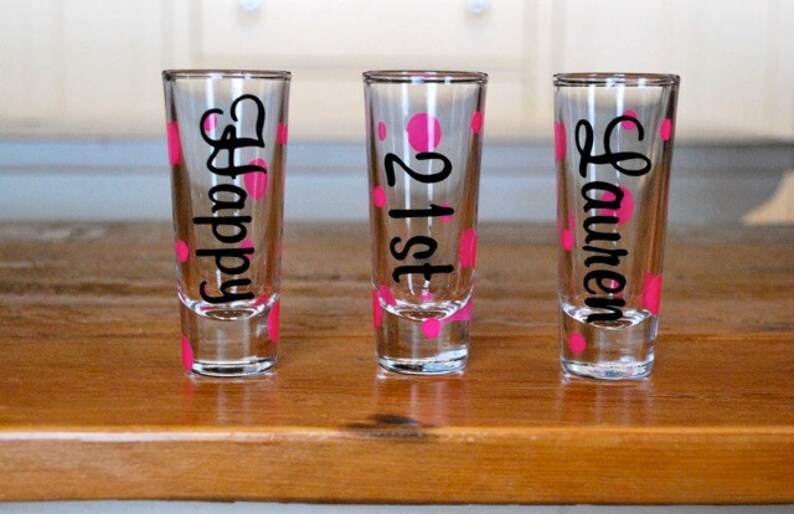 Personalized Shot Glasses SET OF THREE Happy 21st Birthday Etsy
