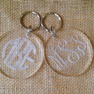 Monogram Key Chain Engraved Acrylic Keychain Gift Ideas Monogrammed Gift image 2