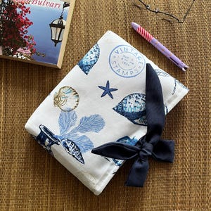 Book Sleeve with Bow Tie Padded Linen  - Gift for Book Lovers