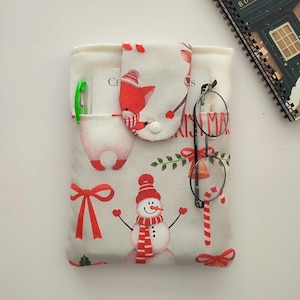 Christmas Theme Book Sleeve with Pocket, Bookworm Gifts