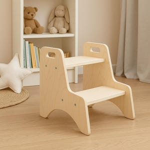 Taburete de 2 escalones, ayuda portátil para subir escaleras, escalera de madera para niños, mujeres, niños y niñas, mueble auxiliar para el hogar.