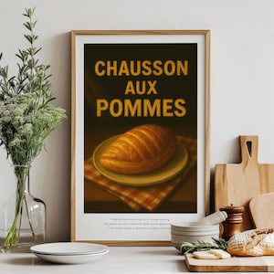 Chausson Aux Pommes Bread Wall Art – Rustic Kitchen Poster, Bakery Decor, Cozy Country Kitchen Print, Fine Art Still Life