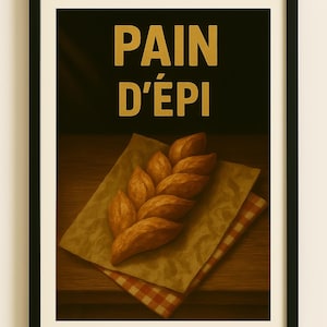 Pain D&#39;epi Bread Wall Art – Rustic Kitchen Poster, Bakery Decor, Cozy Country Kitchen Print, Fine Art Still Life
