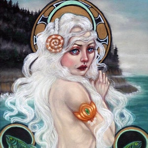 Hand embellished print Dione mermaid by Tammy Wampler