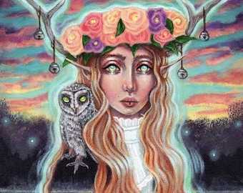 Flidais Celtic faerie goddess art print by Tammy Wampler