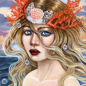 Domnu Celtic Cornwall goddess mermaid Ocean fine art print by Tammy Wampler