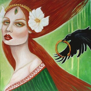 Deirdre of the Sorrows-Goddess Celtic Irish raven mythological 8x10 art print