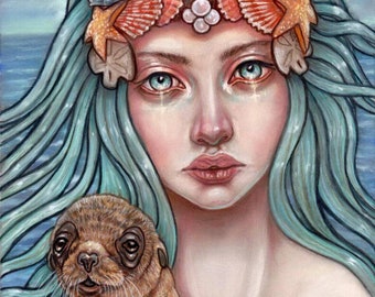 Amphitrite Greek sea goddess queen seal fine art print