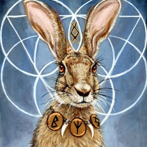 Runische Kreatur Hase Inguz nordischen Tier Totem Fine Art Print von Tammy Wampler