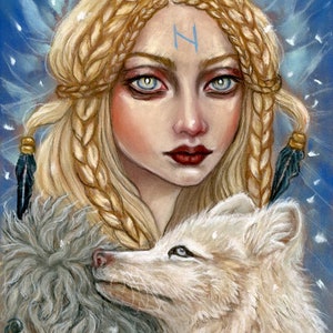 Skadi Norse Winter goddess Original small soft pastel by Tammy Wampler