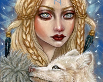 Skadi Norse Winter goddess Original small soft pastel by Tammy Wampler