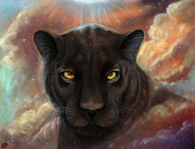 Spirit Walker black panther Universe Nebula 8x10 fine art print image 1